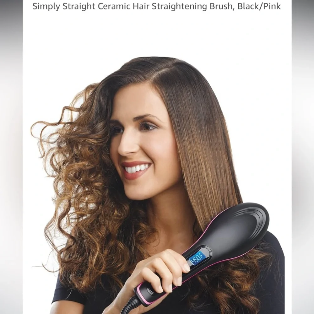 Simply Straight premium ceramic quality straightening brush fast heat LCD travel